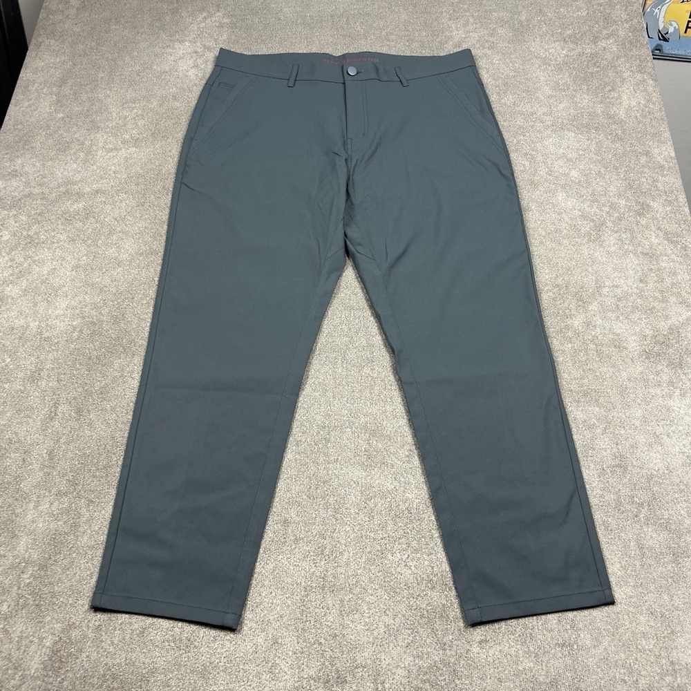Marcus Pierce Pants Mens 35x28 Solid Gray Performance Tech Flat Front Pockets